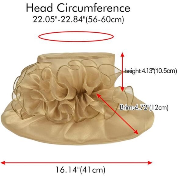 Derby Hats for Women, Classy Organza Sun Hat, Khaki